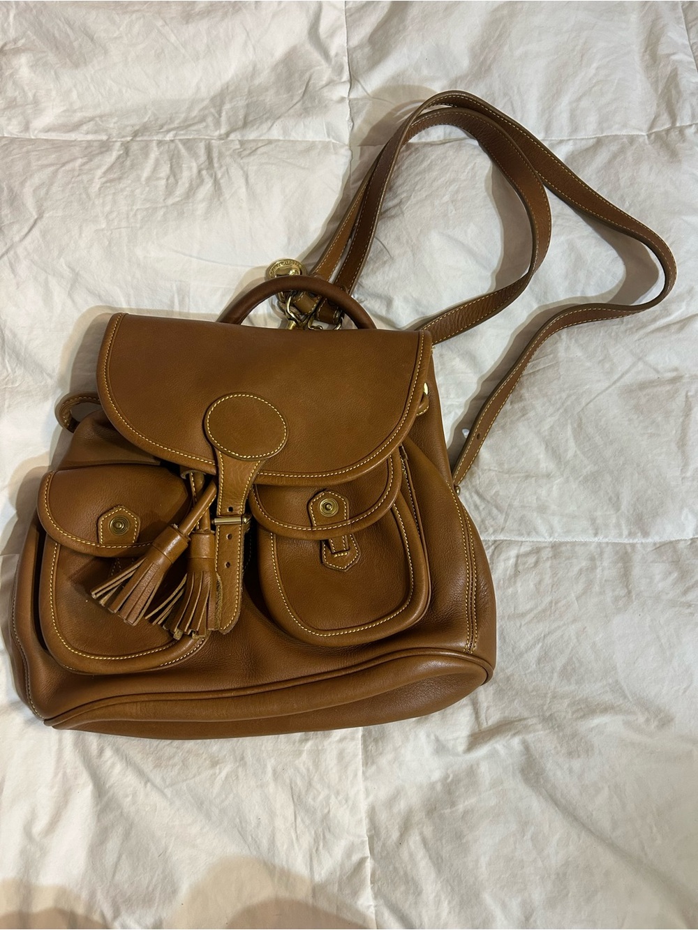 Dooney and Burke Classic Leather Tassel Mini Backpack - Brown